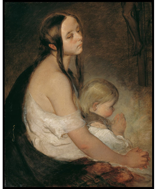 Mutter mit Kind unter dem Kruzifix