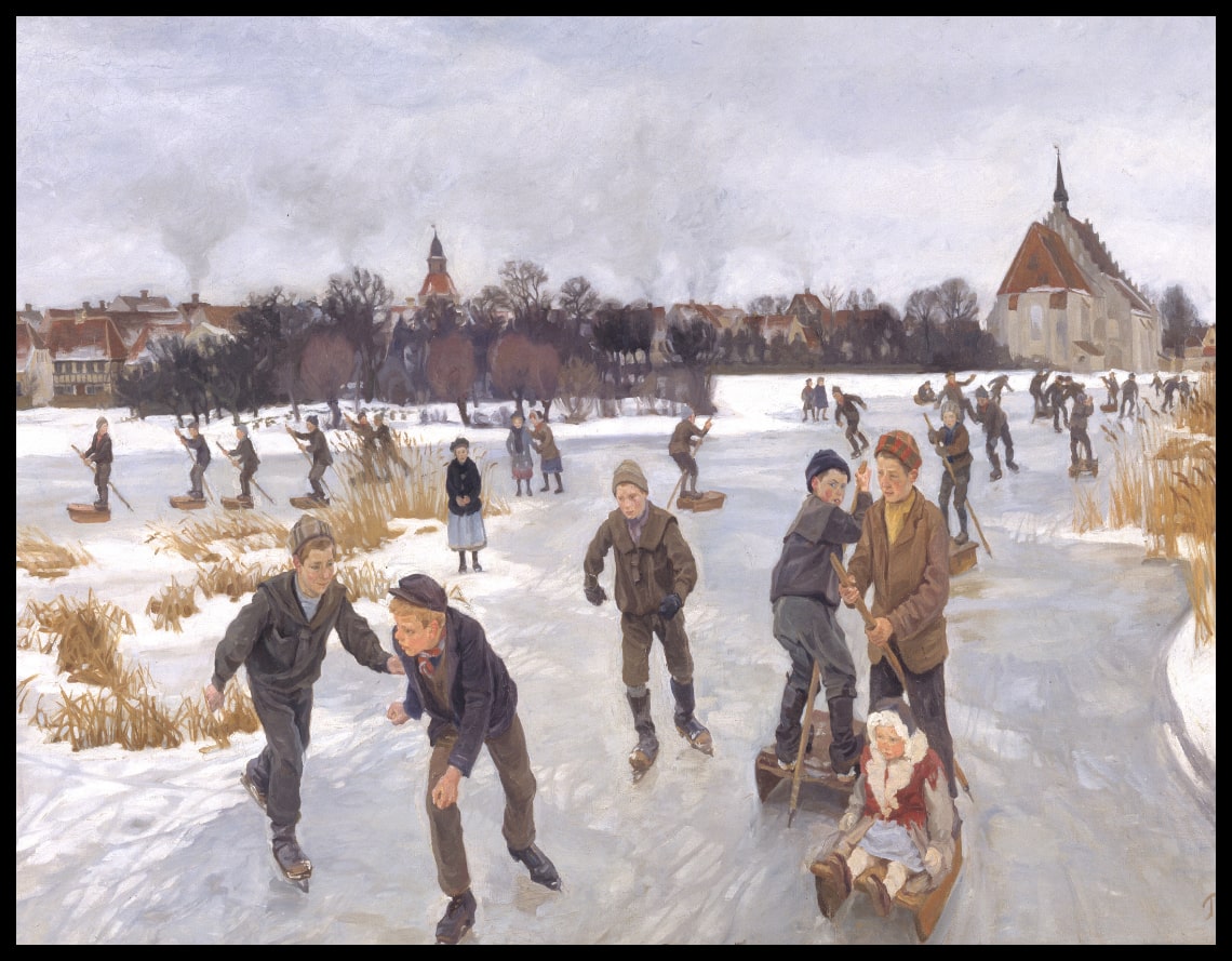 Children skating outside Fåborg