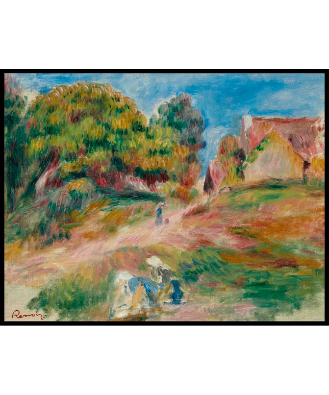 Arbres, maison, route et paysage