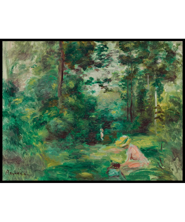 Femme lisant dans une clairière