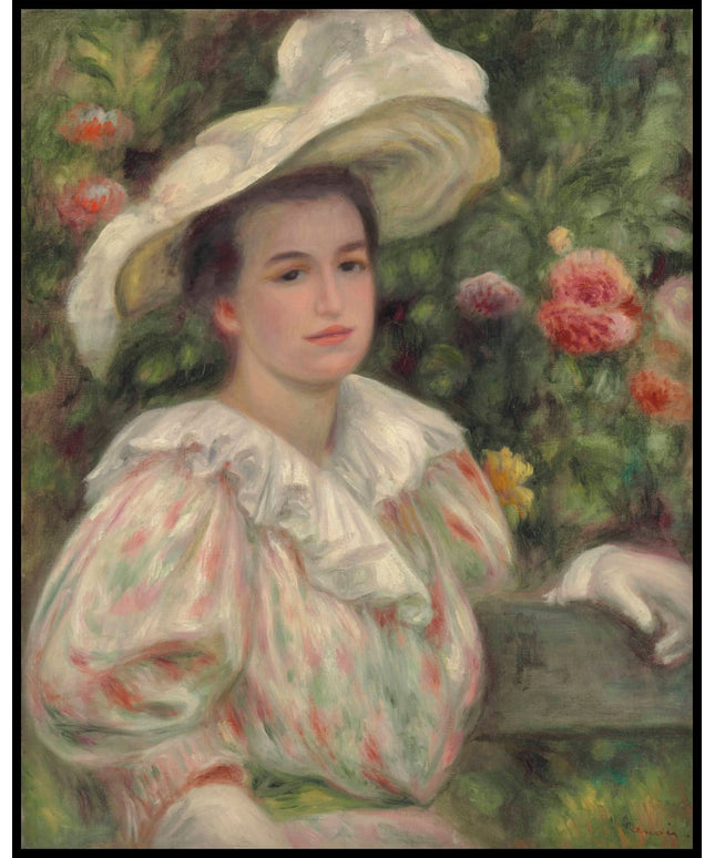 Jeune fille dans les fleurs or Femme au chapeau blanc