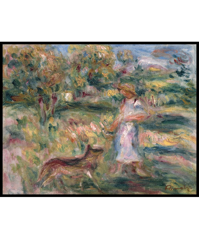 Paysage avec femme en bleu et Zaza à Cagnes