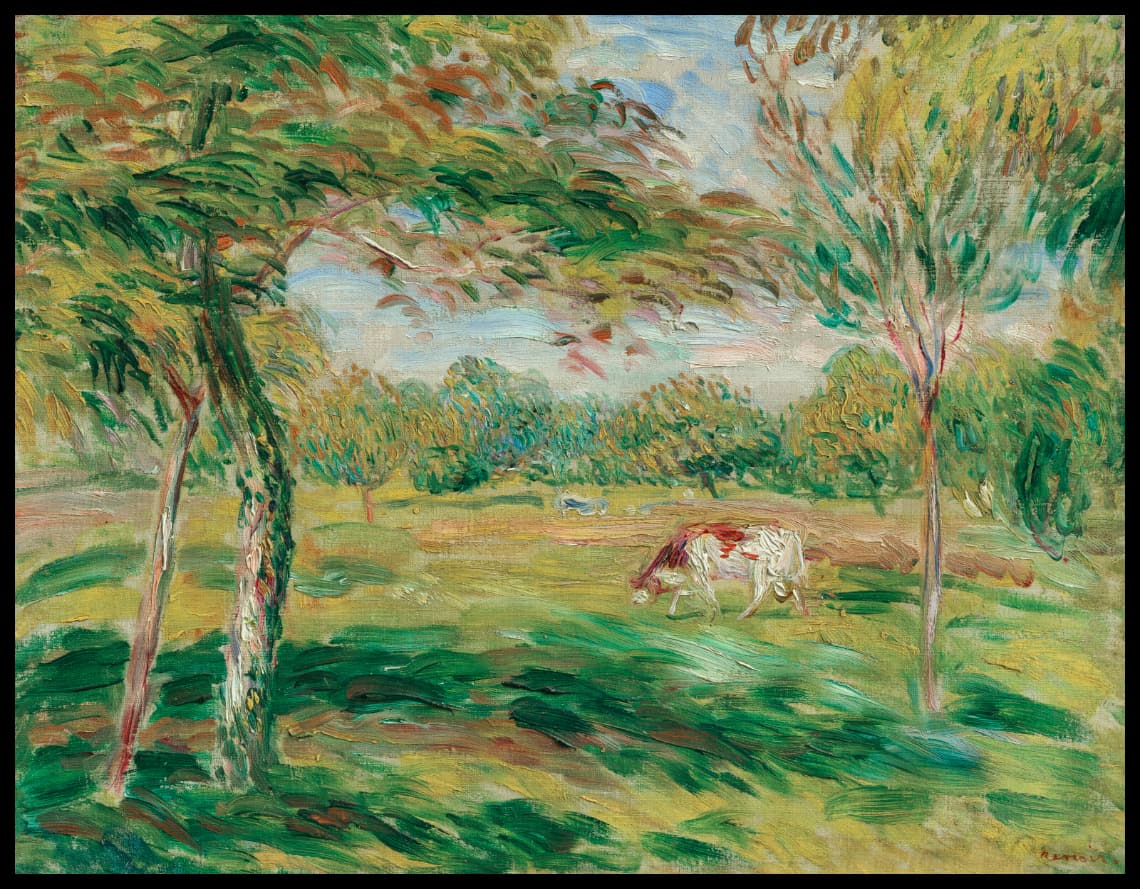 Vache dans un verger