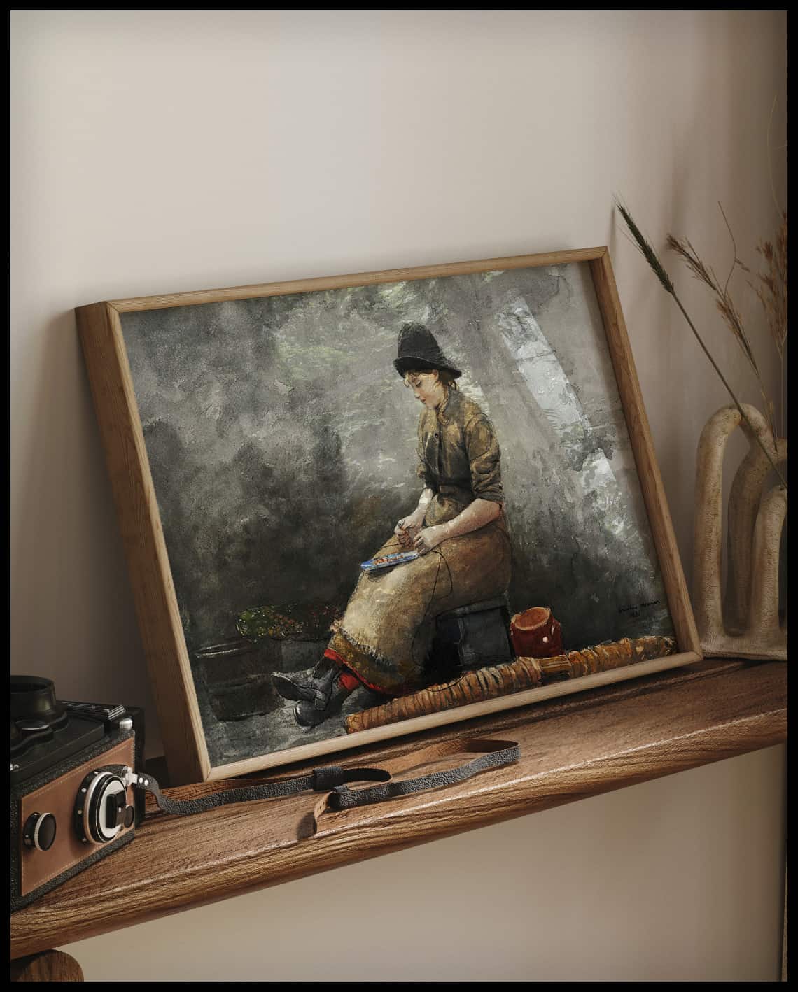 A Fishergirl Baiting Lines