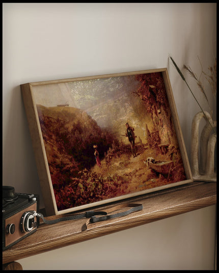 Jäger, einem Mädchen nachblickend