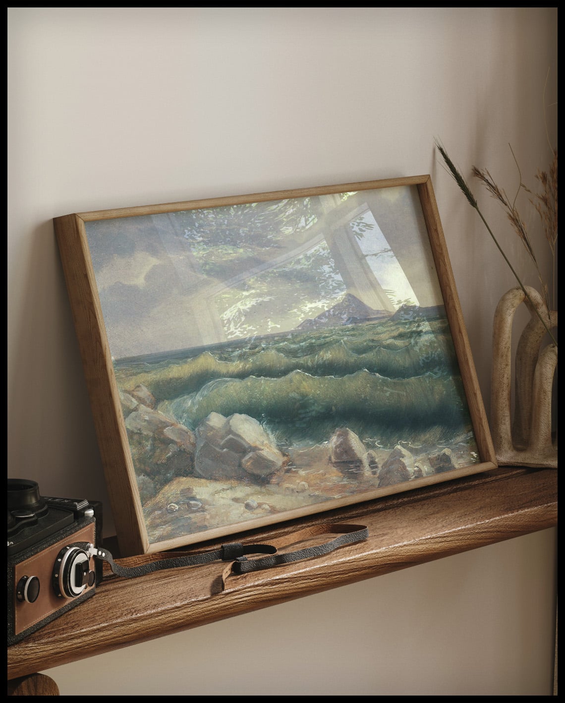 Paysage côtier avec vagues déferlantes