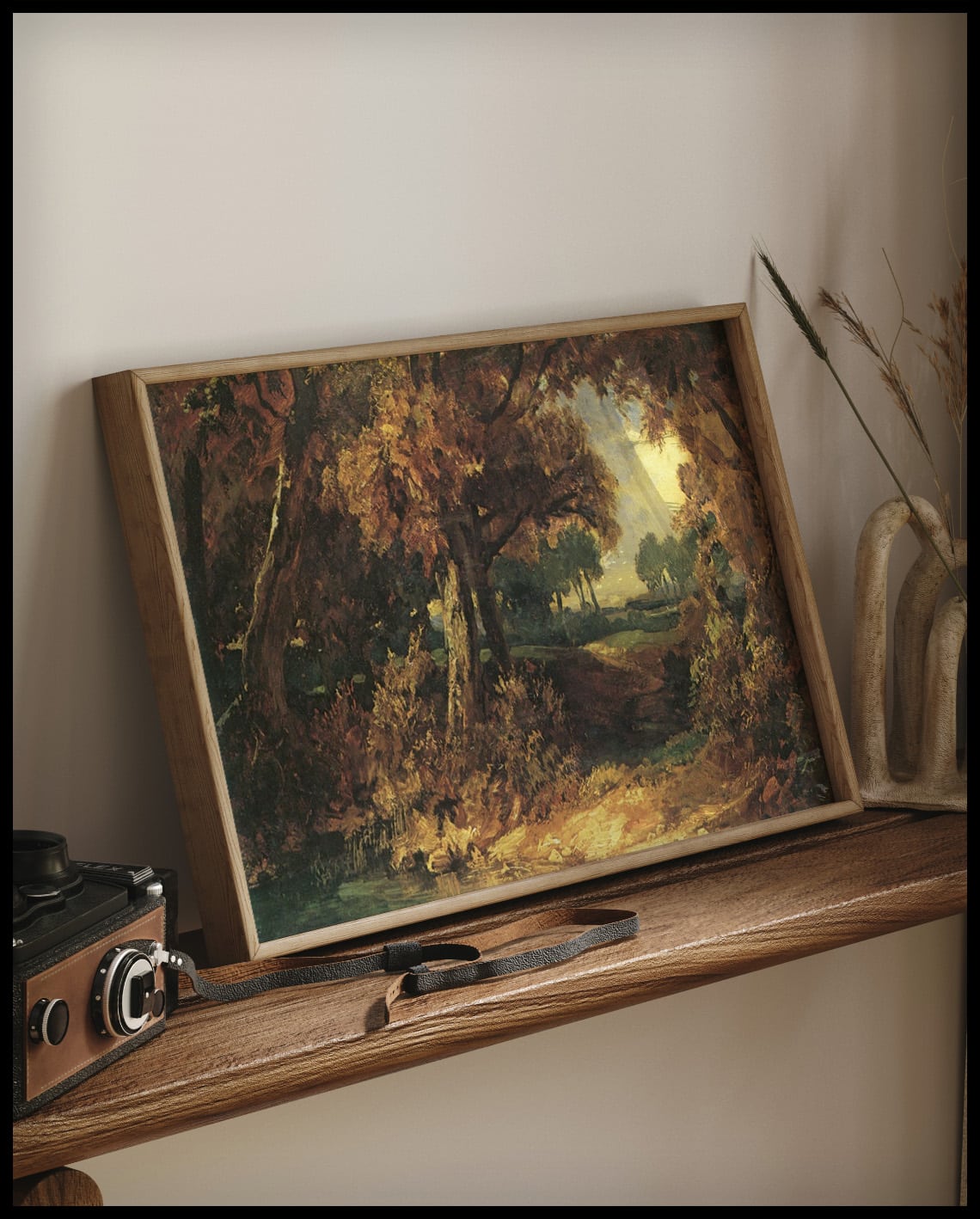 Paysage forestier avec de grands arbres à feuilles caduques