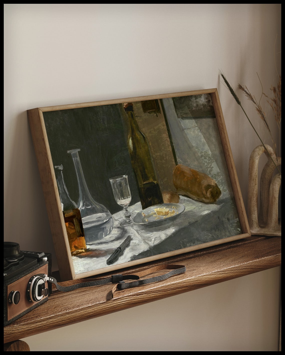 Still Life with Bottle, Carafe, Bread, and Wine