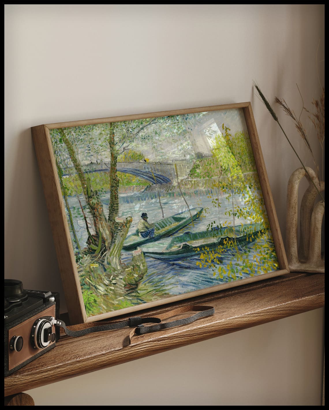 Anglers and boats at the Pont de Clichy