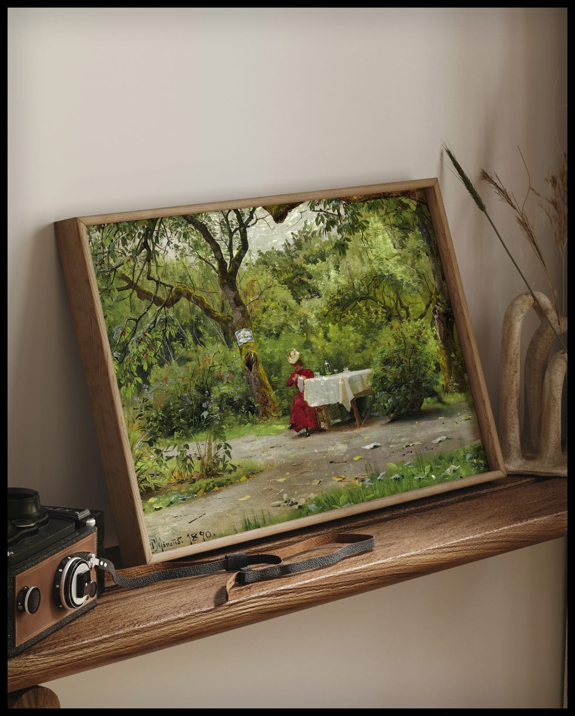 Garden view with elegant lady