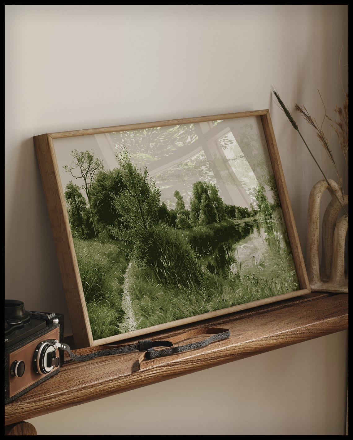 Sommerlandschaft mit Schwaenen