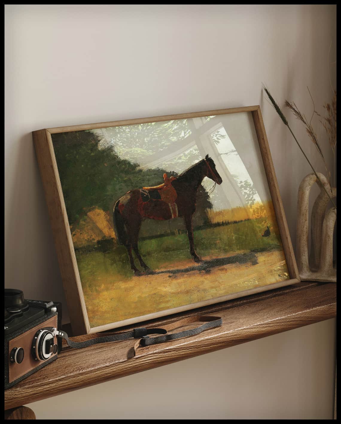 Saddle Horse In Farm Yard