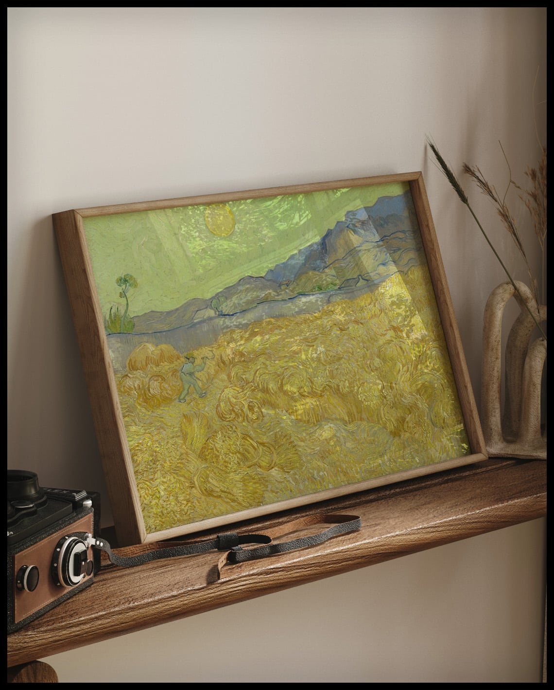 Wheat field with a reaper