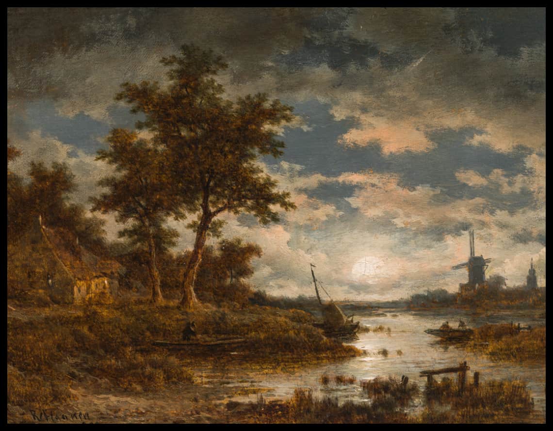 Flusslandschaft bei Vollmond