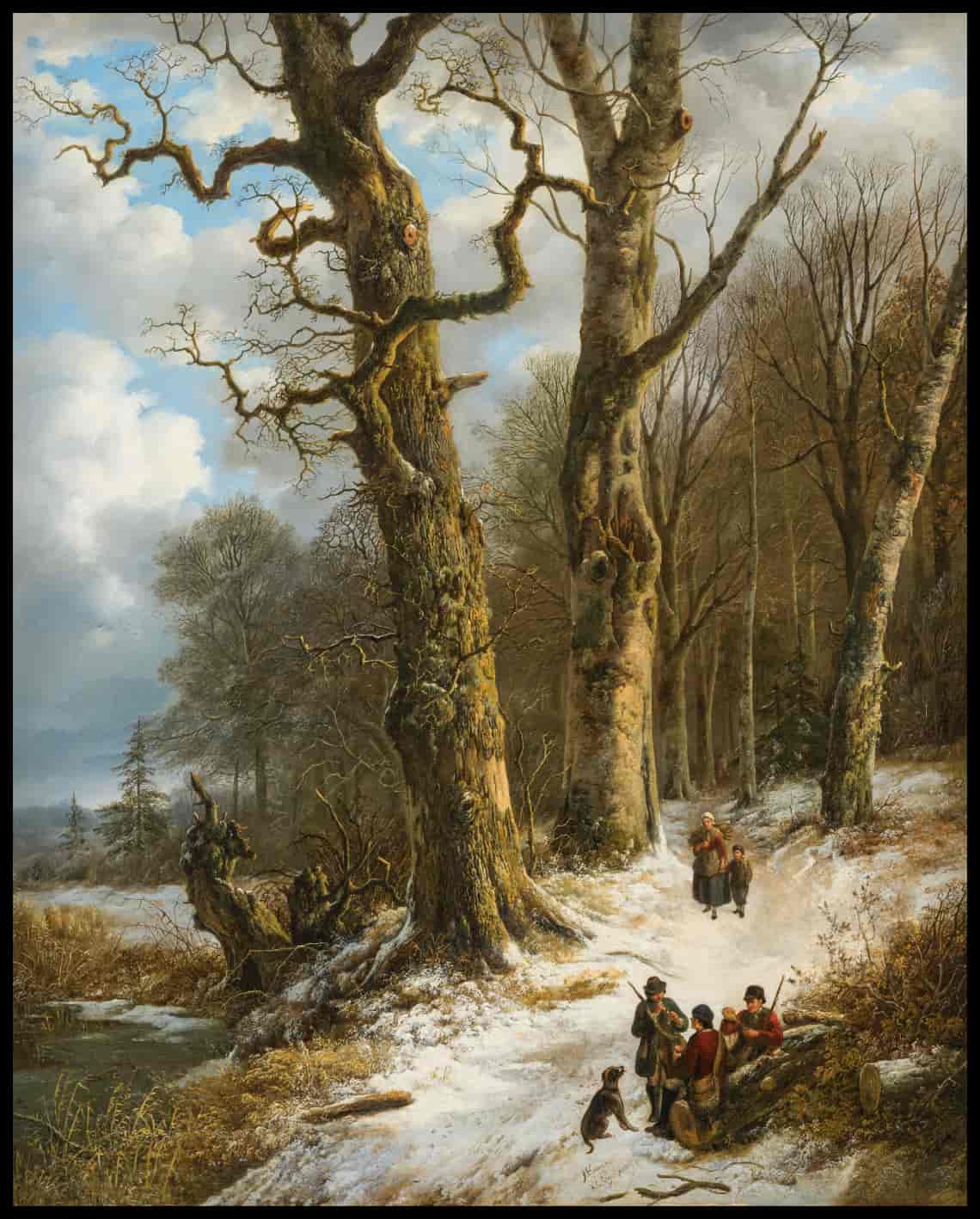 Jäger im Winterwald