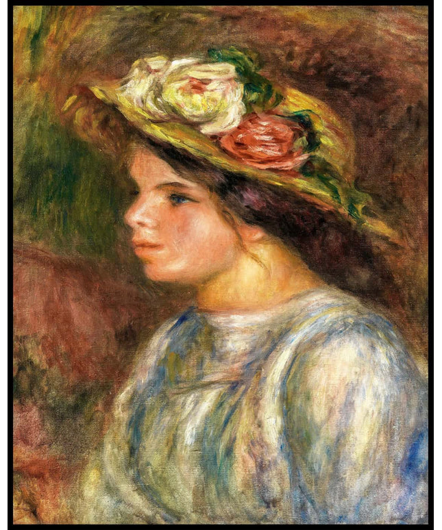 Buste De Femme, Chapeau De Paille Garni