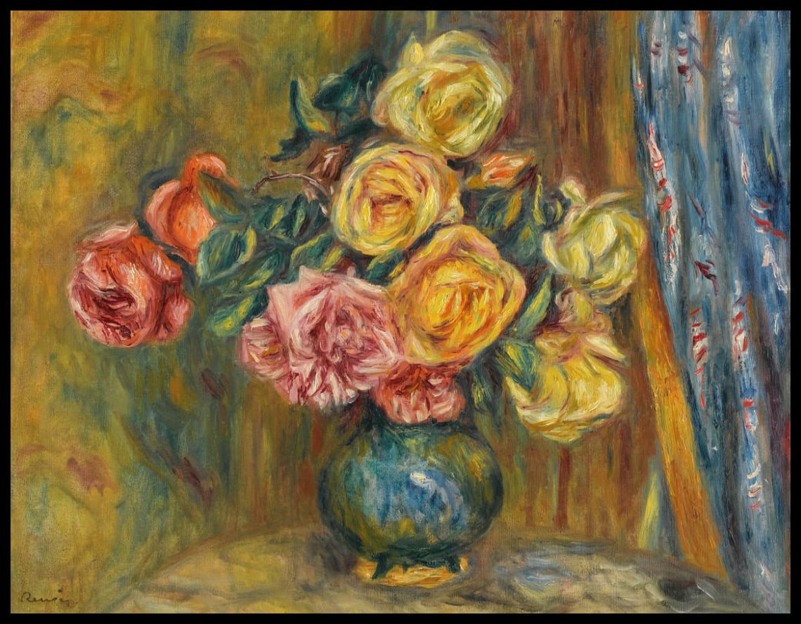 Les Roses Au Rideau Bleu