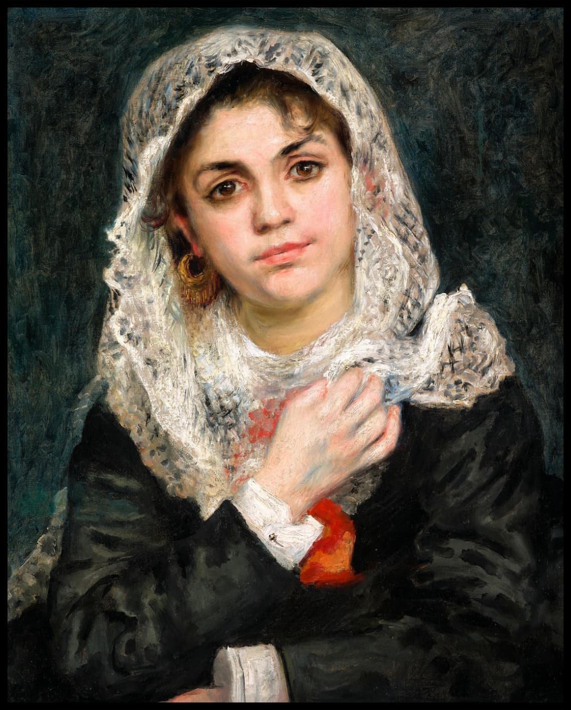 Lise dans une écharpe blanche