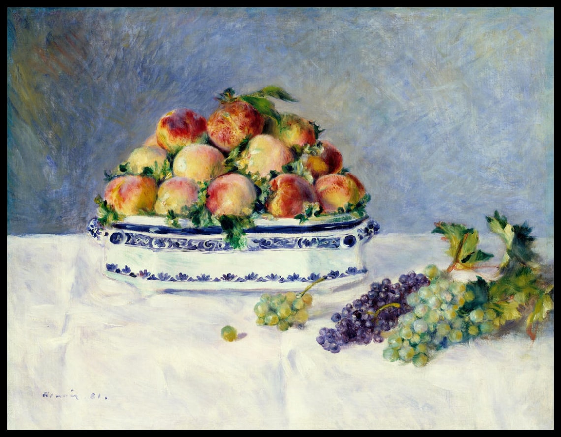 Nature morte aux pêches et aux raisins