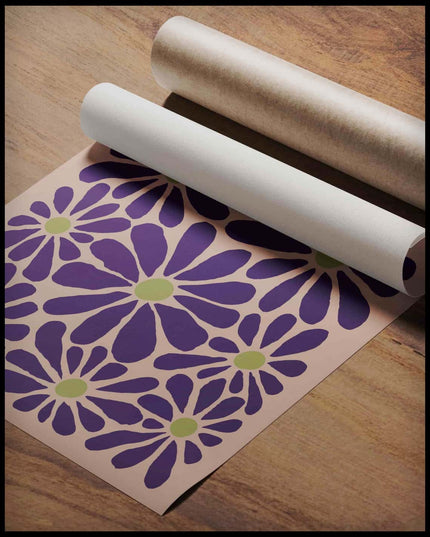 Retro Floral Pattern Purple Poster