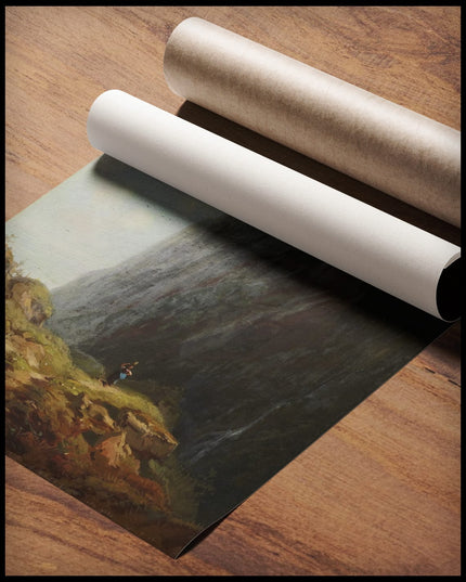 Gebirgslandschaft mit Sennerin im Wendelsteingebiet