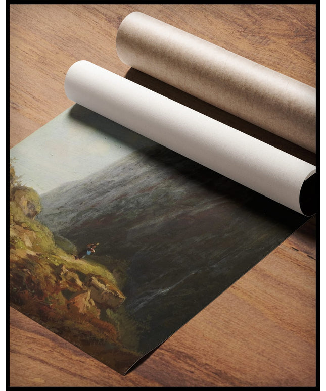 Gebirgslandschaft mit Sennerin im Wendelsteingebiet