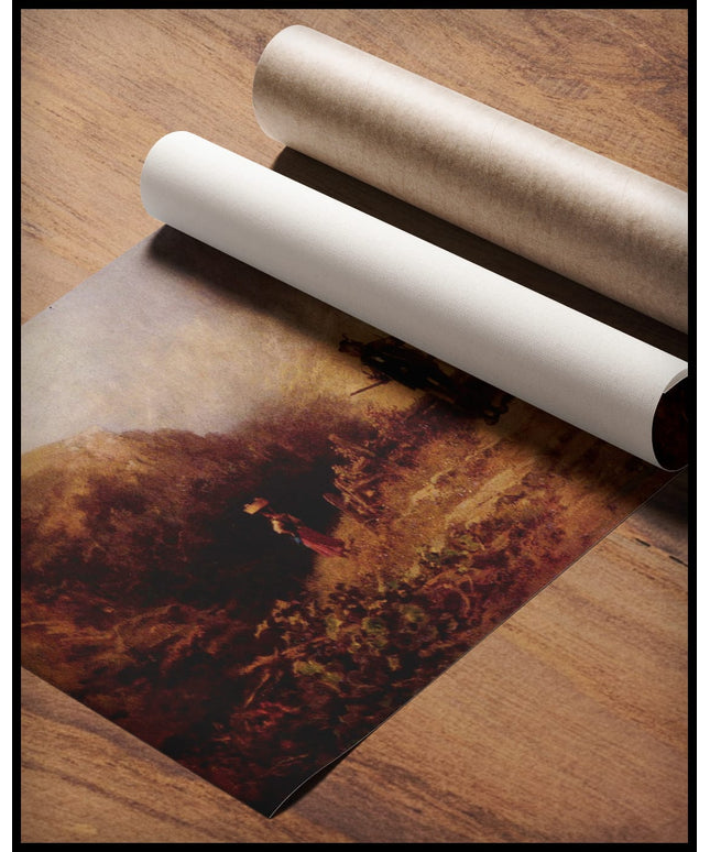 Jäger, einem Mädchen nachblickend