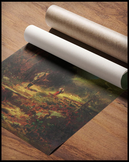 Sennerin und nachblickender Jäger