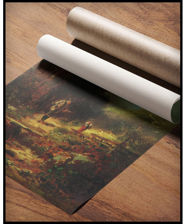 Sennerin und nachblickender Jäger