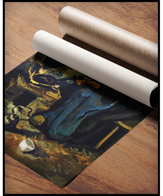 Bäuerin, am Herd sitzend