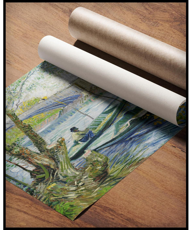 Angler und Boote an der Pont de Clichy