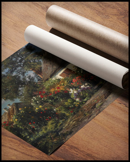 Ein Landgarten mit Hühnern