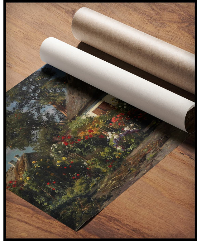 Ein Landgarten mit Hühnern