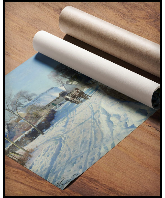 Ein verschneites Dorf