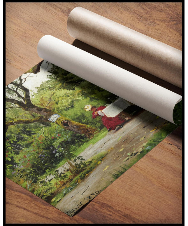 Gartenansicht mit eleganter Dame