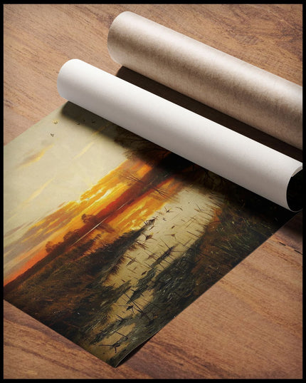 Sonnenuntergang über einem Wasserlauf