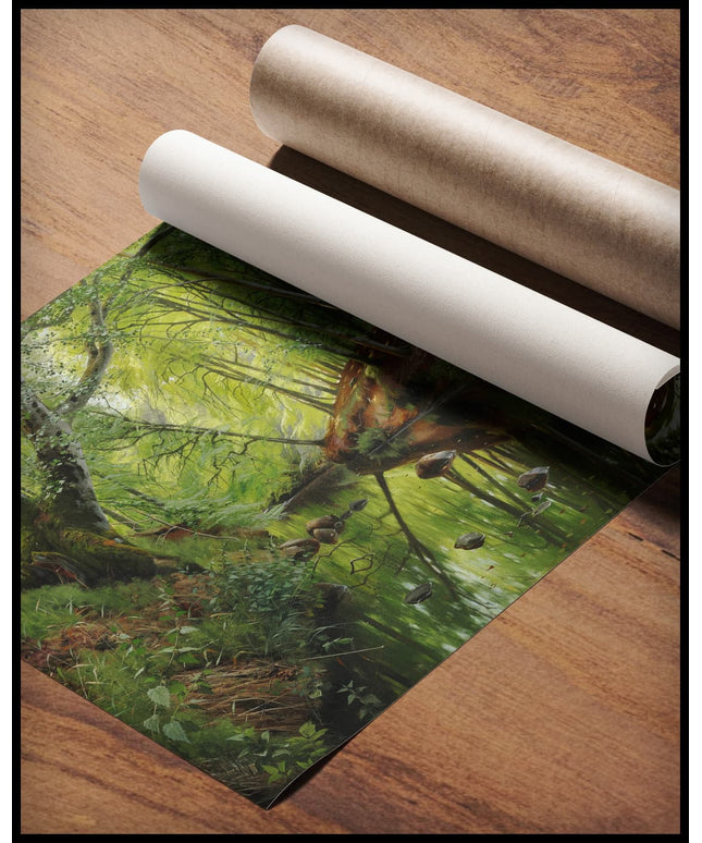 Spiegelung einer Buche im Bach