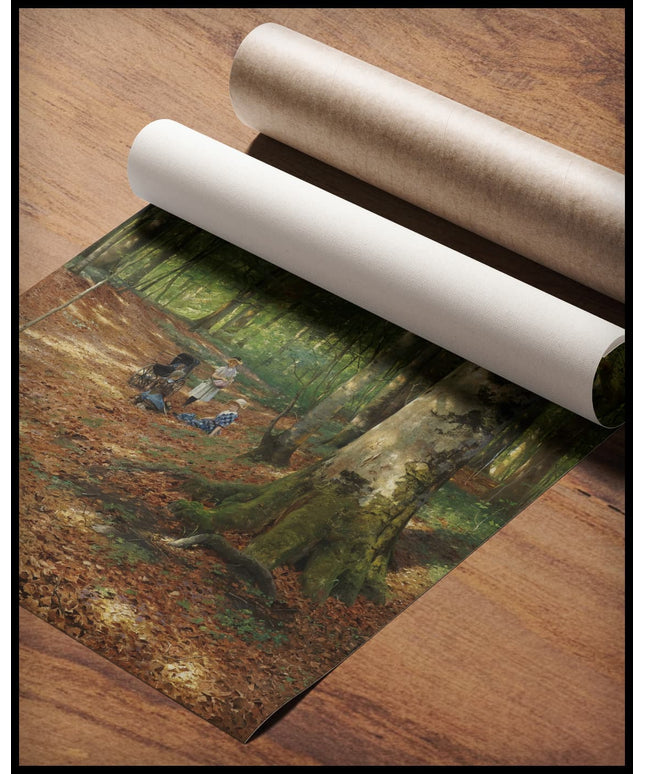 Waldszene mit einer Familie