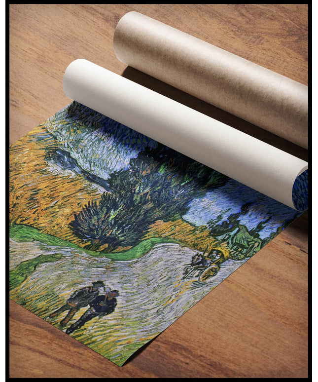 Straße mit Zypresse und Stern