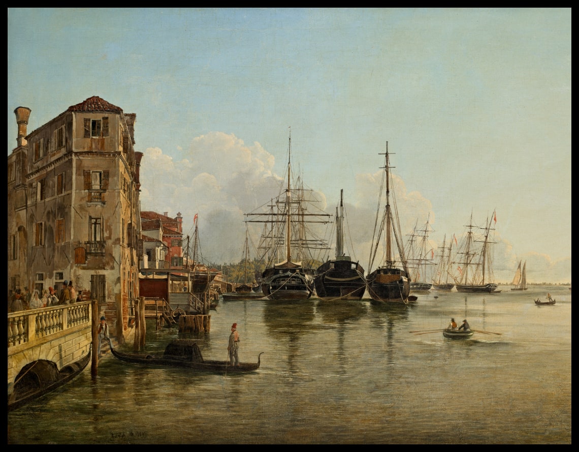 Aussicht von der Strada Nuova gegen die Giardini Pubblici in Venedig