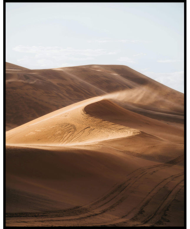 Ein Poster von einer Sanddüne in der Wüste.