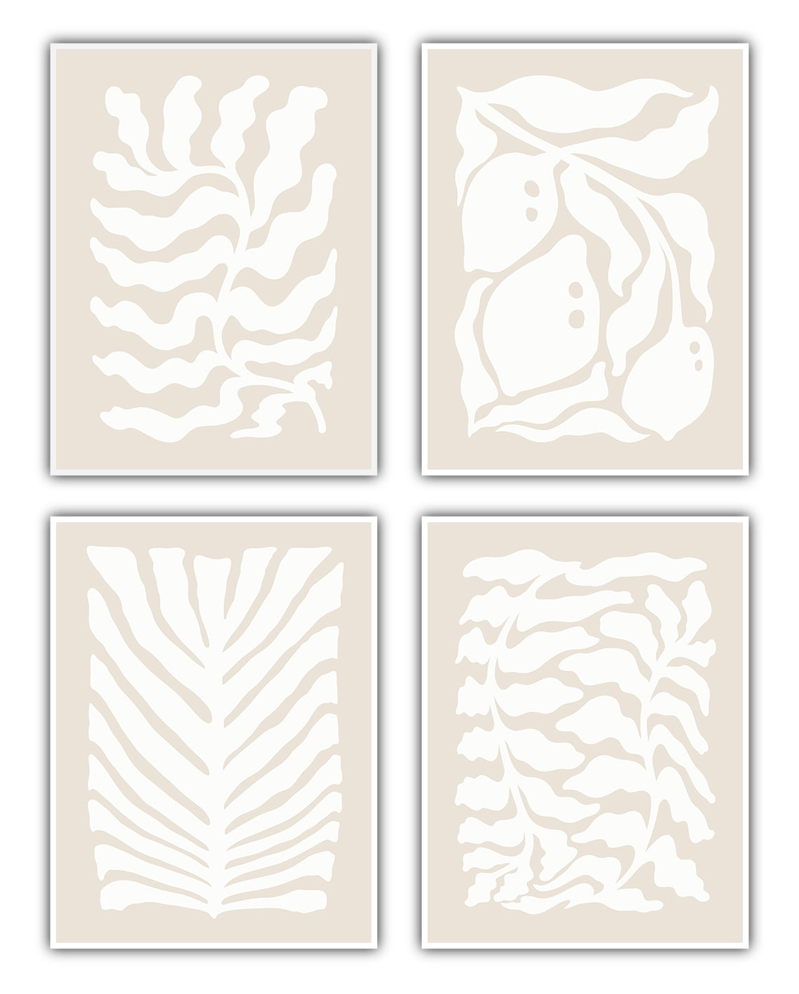 Abstrakt Pflanzen Beige Poster Set