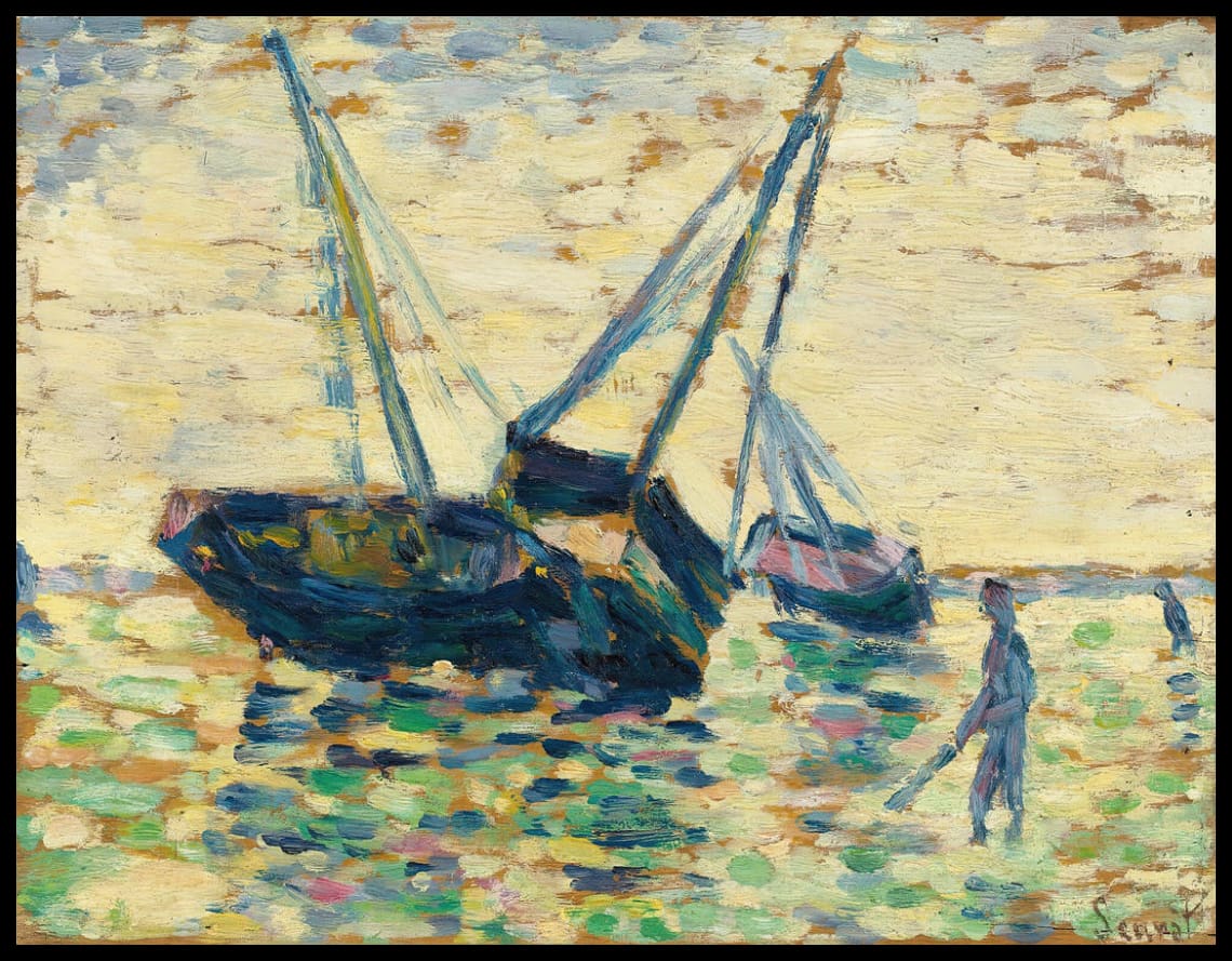 Trois Bateaux Et Un Marin