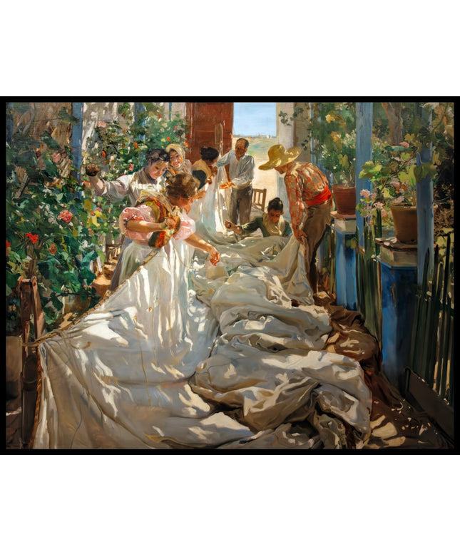 Das Nähen des Segels