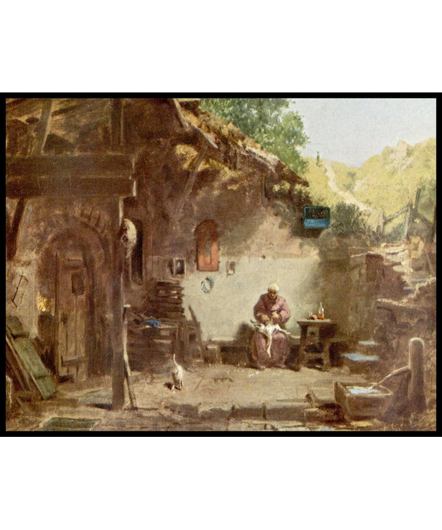 Alter Mönch vor der Klause