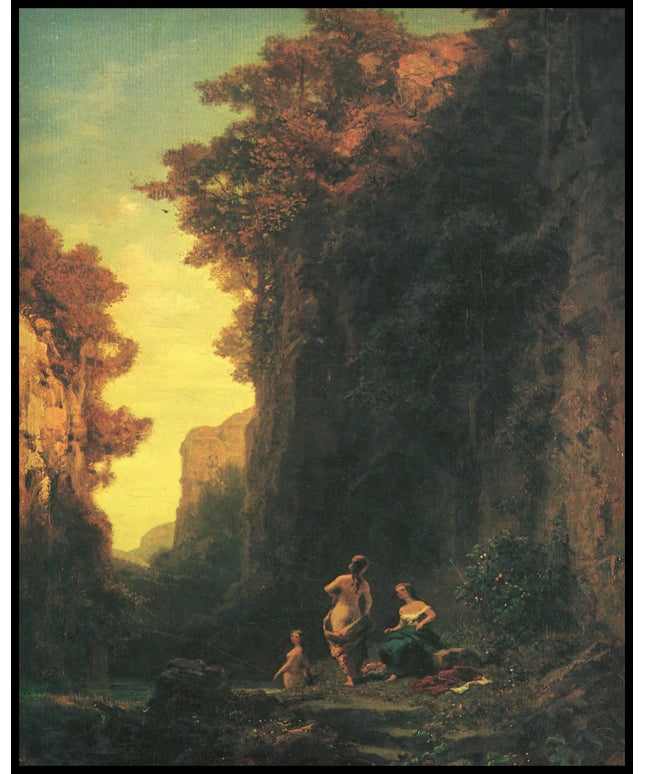 Badende Frauen in einer Schlucht