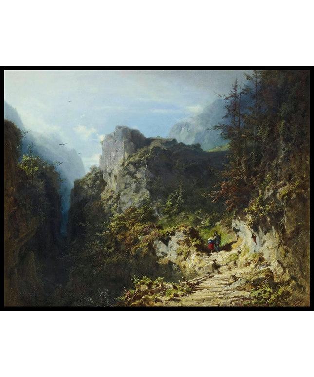 Berglandschaft mit Liebespaar (Jäger und Mädchen)