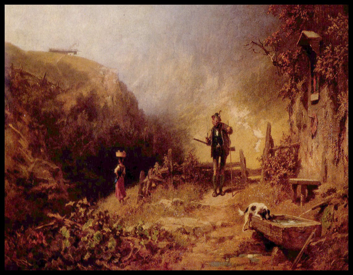 Chasseur, regardant une fille