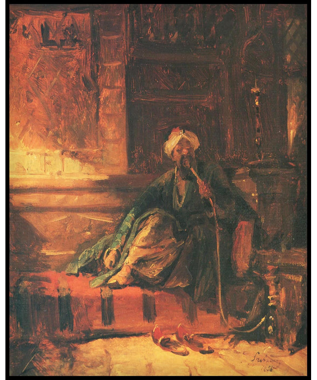 Tschibuk Rauchender Orientale auf einem Diwan