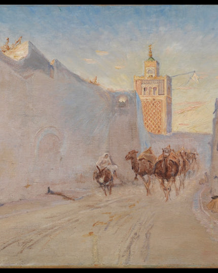 Camels in a Street in Tunisia